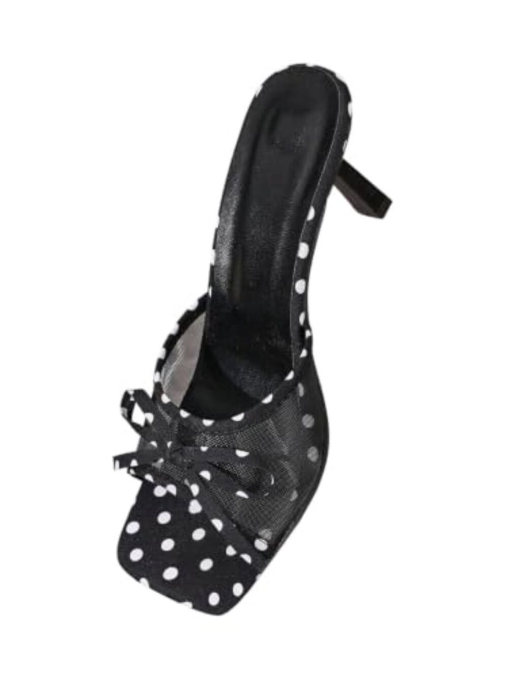 Mesh Slip On Square Toe Kitten Heel Mules Summer Wedding Dress Shoes